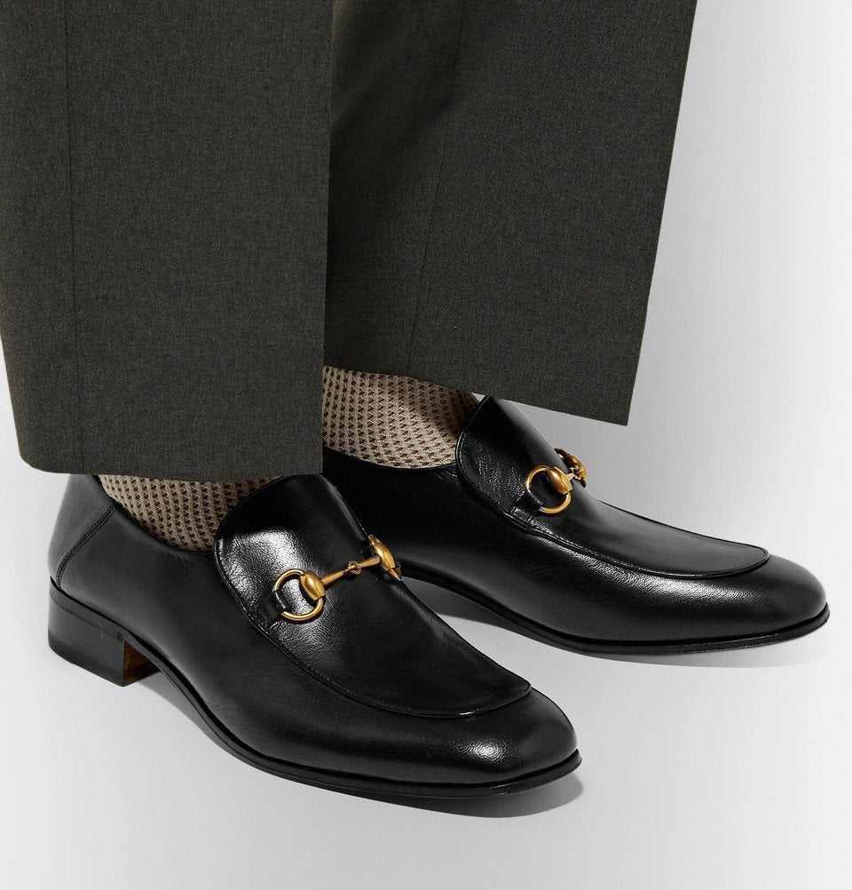Gucci Horsebit Mid-Heel Loafers Black Leather size 36 US 6