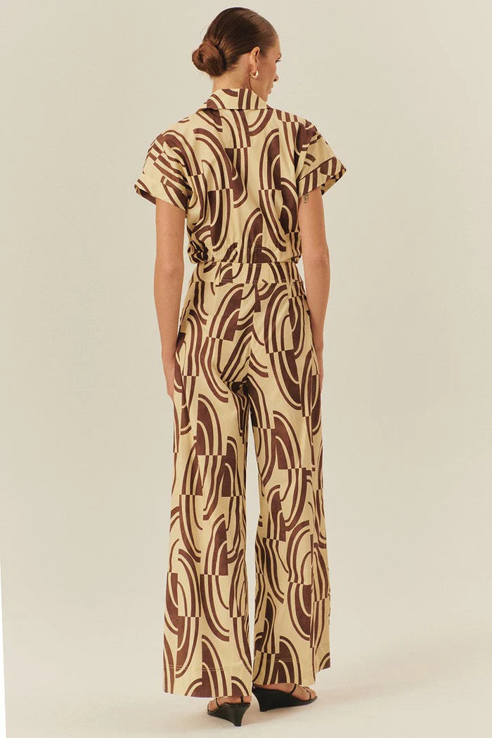 Exquise Abstract Print Cotton Shirt and Wide Leg Pant size 4/6