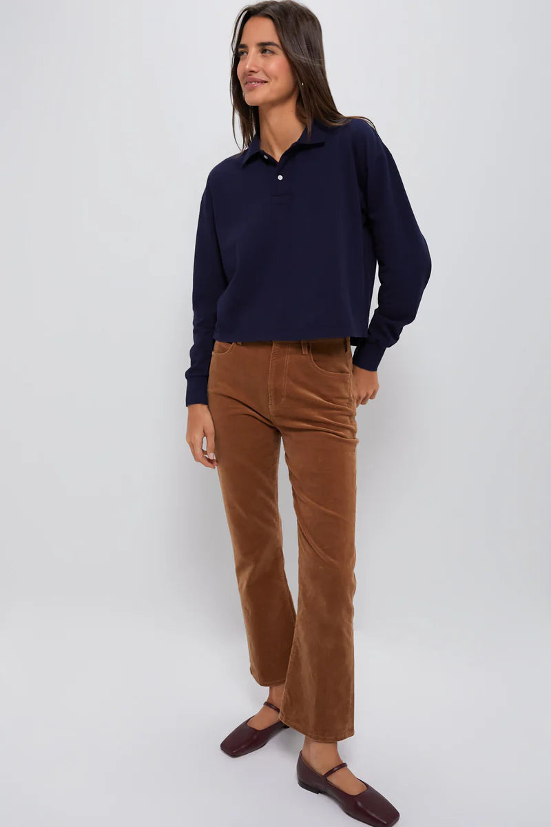 Tuckernuck Navy Long Sleeve Pique Holmes Boyfriend Polo size M