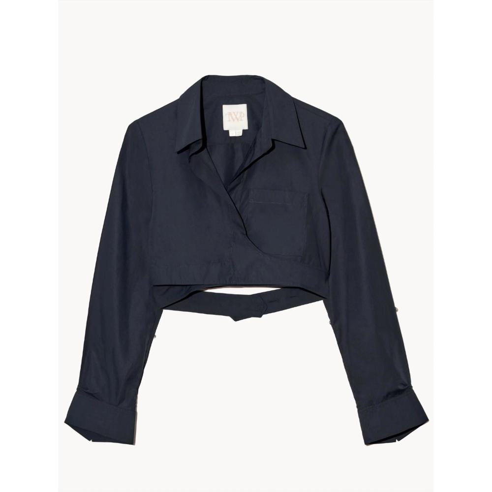 TWP Ty Me Up Wrap Shirt in Black size XL