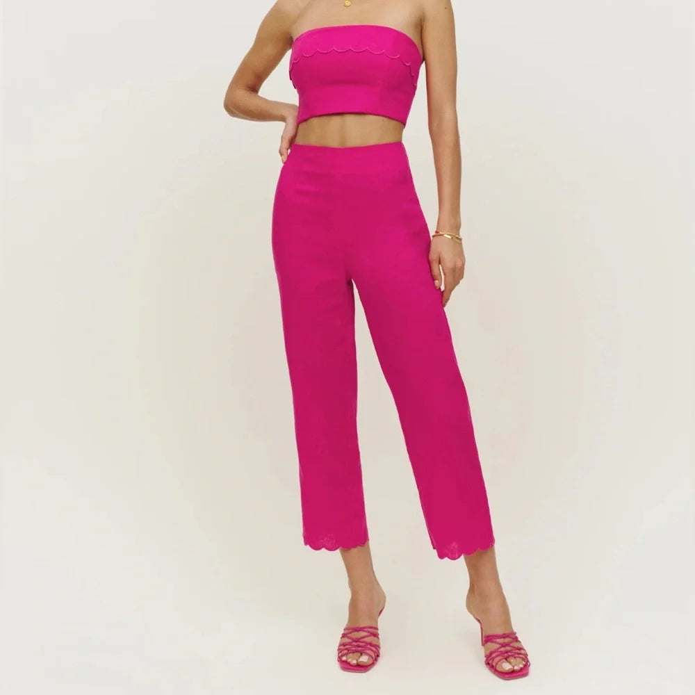 Reformation Set Linen Lizzi Top with Liam Linen Pant size 2