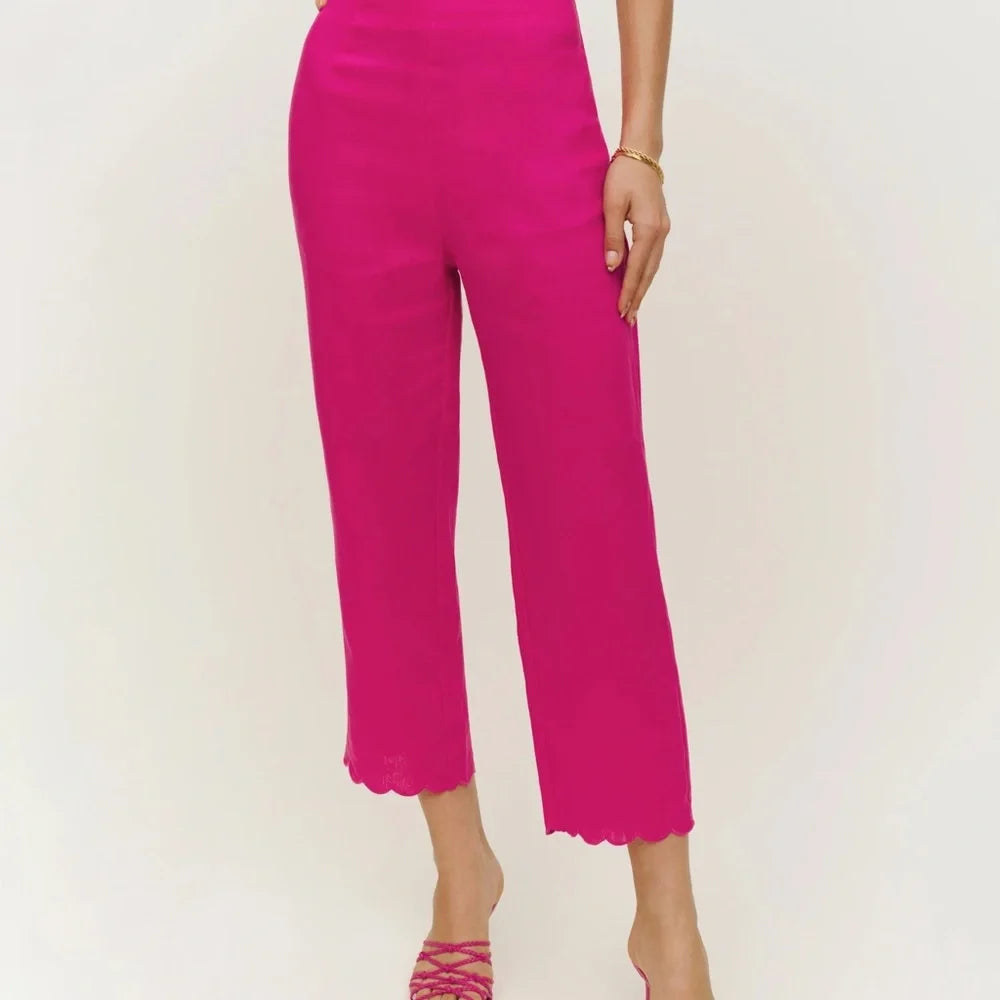 Reformation Set Linen Lizzi Top with Liam Linen Pant size 2