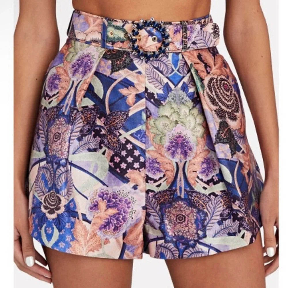 Zimmermann Celestial Tuck Short in Floral Paisley size 2 US 8