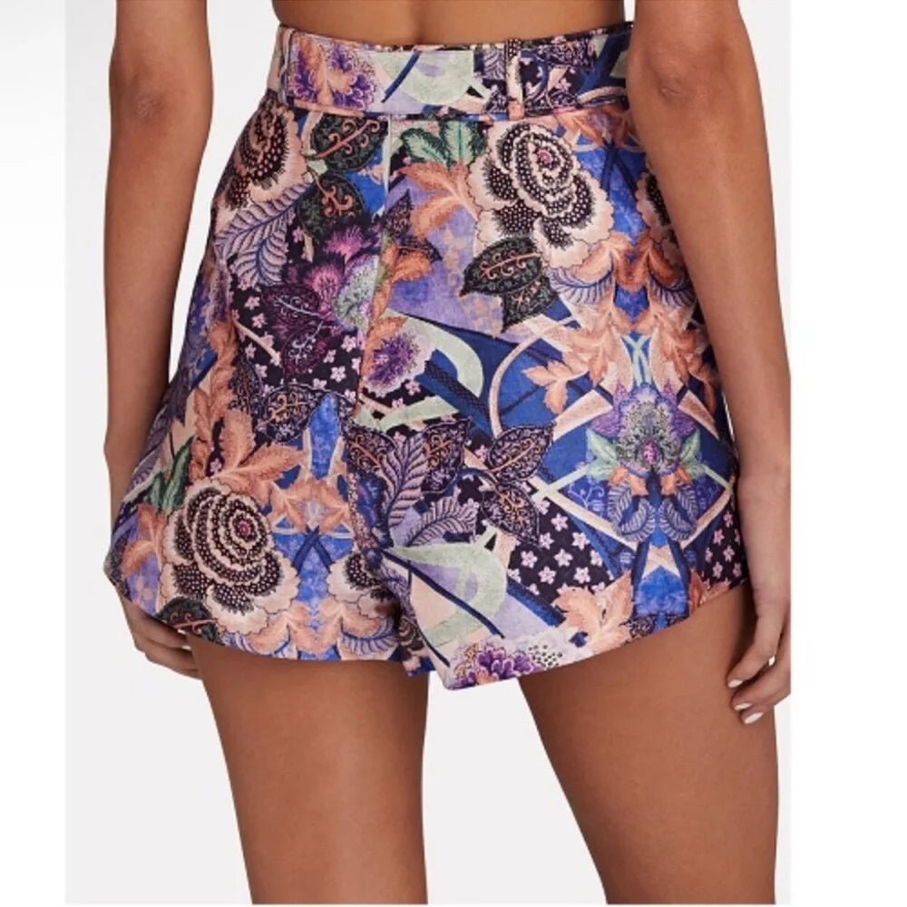 Zimmermann Celestial Tuck Short in Floral Paisley size 2 US 8