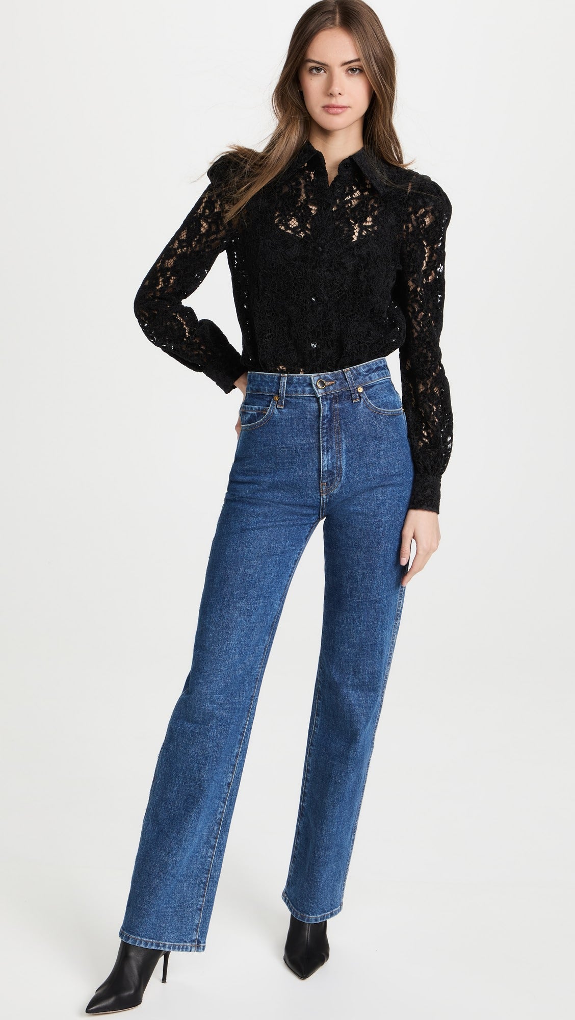 L'Agence Jenica Lace Blouse in Black size S