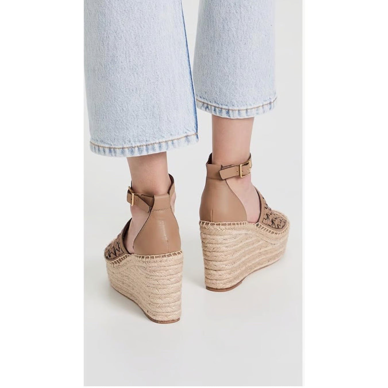 Tory Burch Basketweave Espadrille Wedge Sandals Shoes size 5