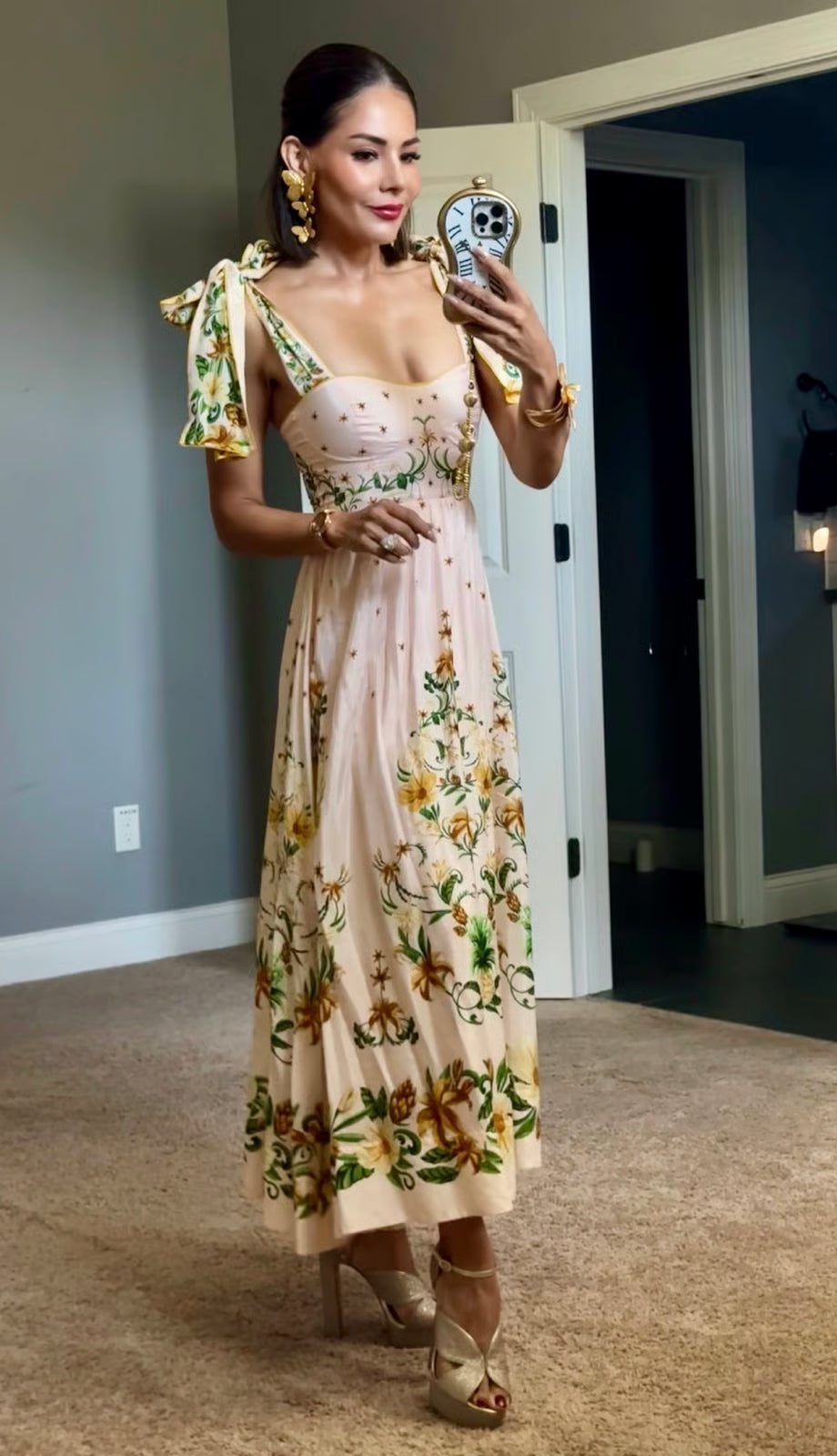 Farm Rio Botanical Beauty Laces Cup Midi Dress size XS