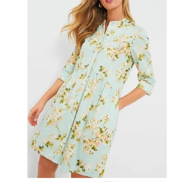 Tuckernuck Aqua Watercolor Royal Shirt Dress size M