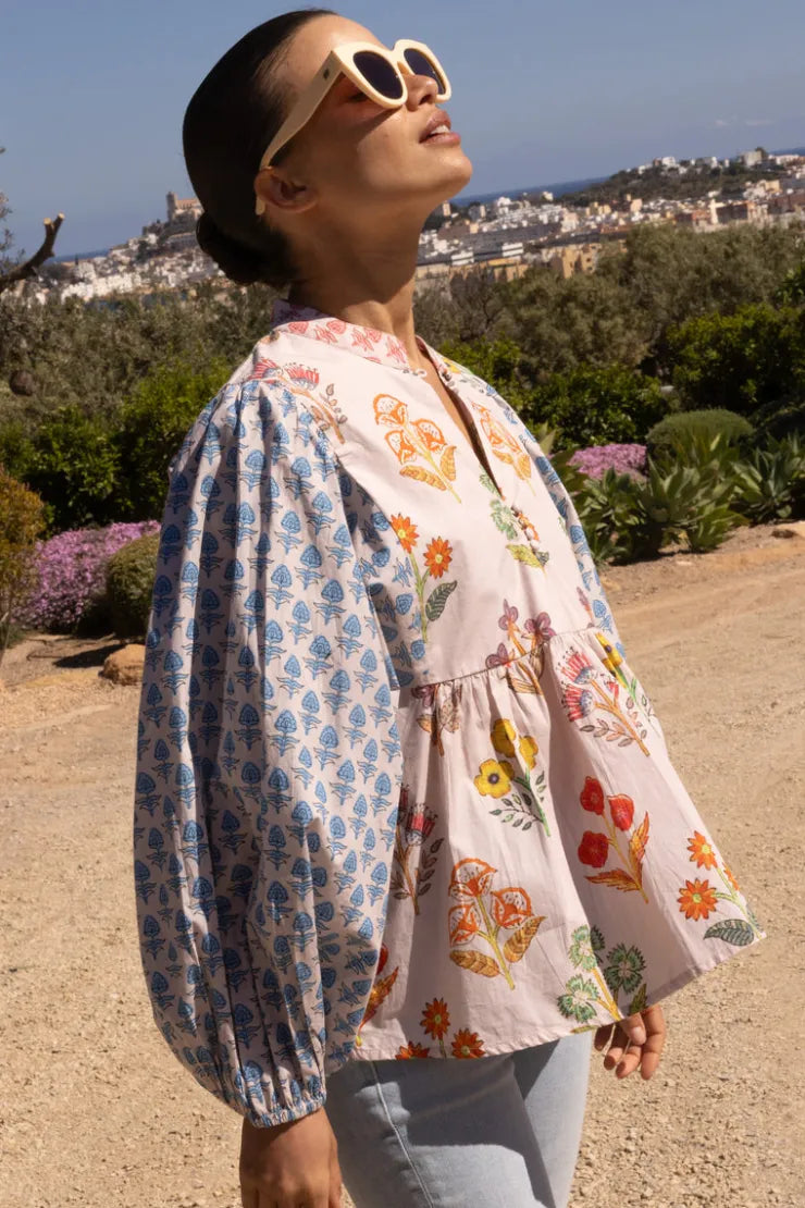 Oliphant Mandarin Balloon Top Provence Blue size S