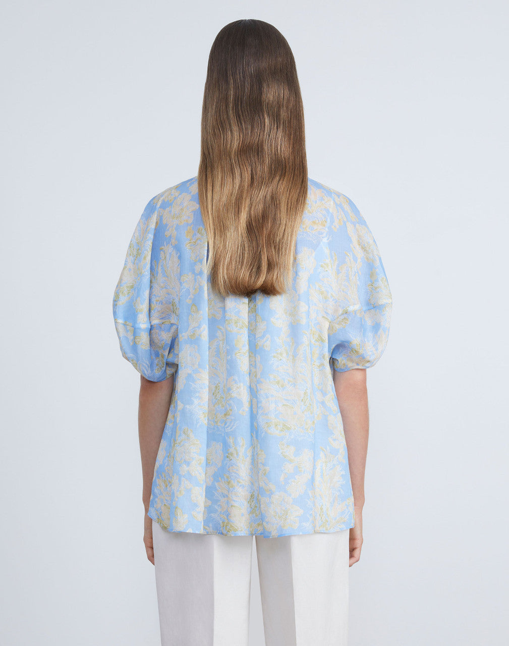 Lafayette 148 Floral Print Tie Neck Top size XS