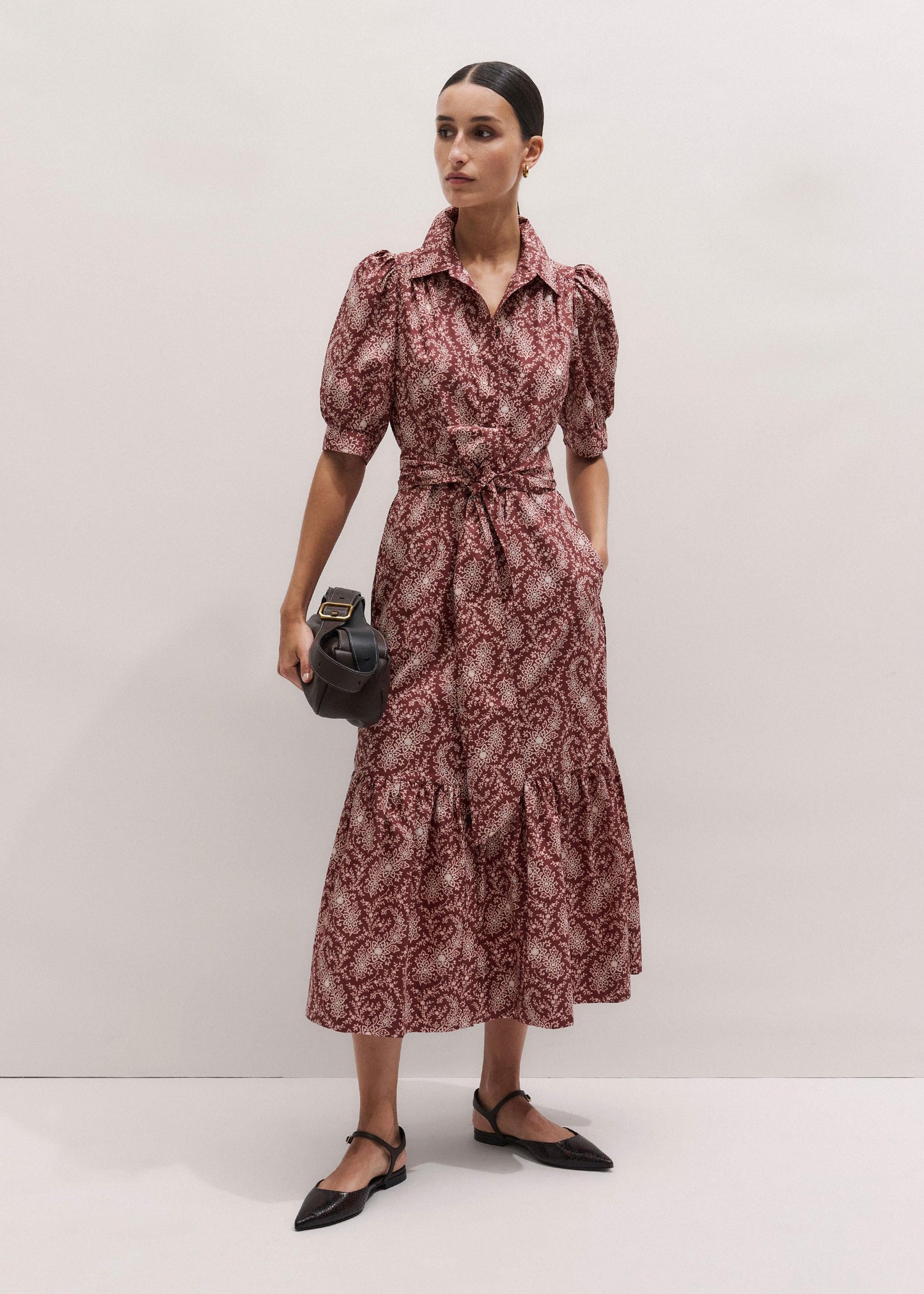 ME+EM Linen Blend Lace Midi Shirt Dress size 2