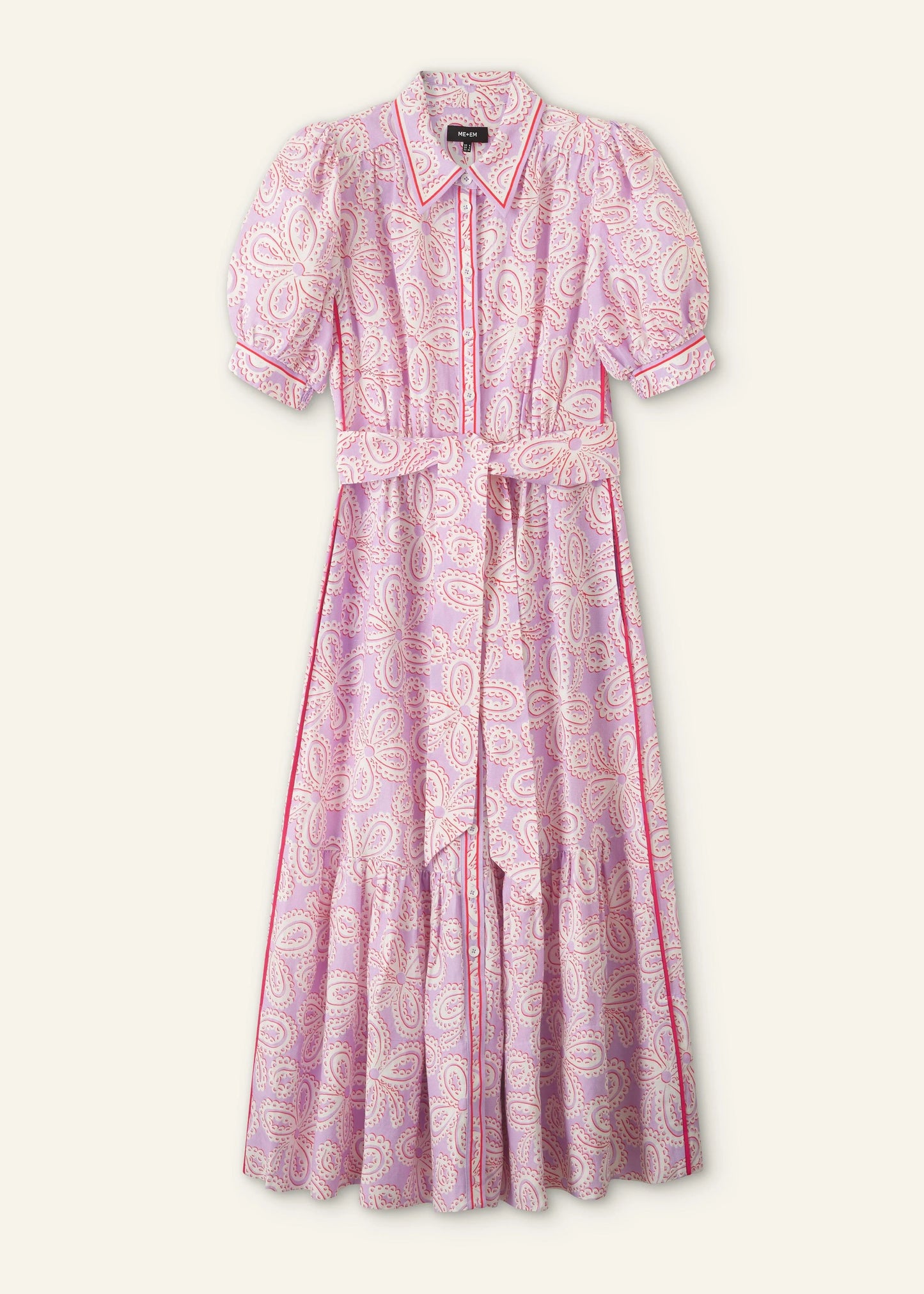 ME+EM Linen Blend Lace Midi Shirt Dress size 2