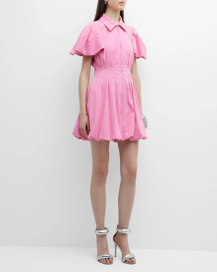 Jonathan Simkhai Callista Zip-Front Tech Puff-Sleeve Mini Dress size 6