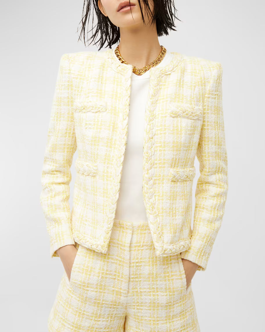 Veronica Beard Bryne Tailored Yellow Check Tweed Jacket size 2