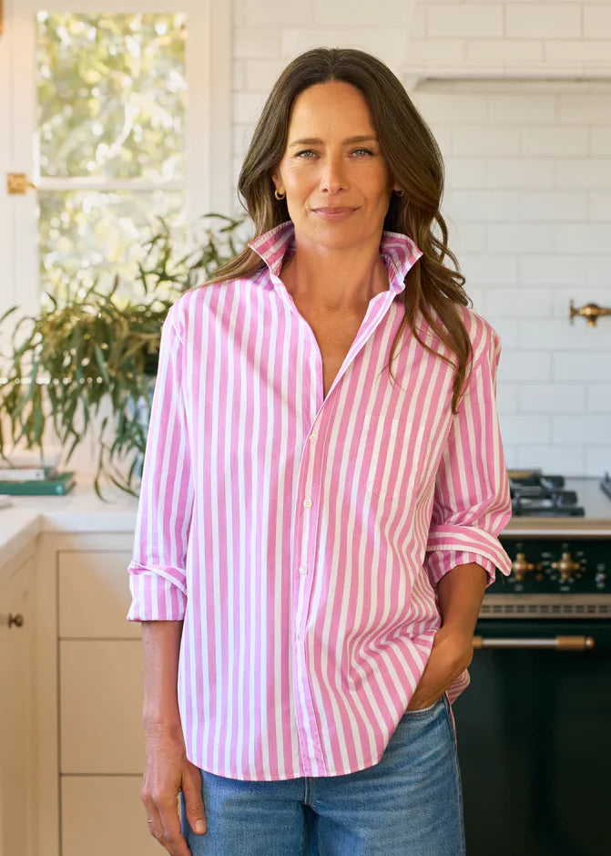 Frank and Eileen Silvio Striped Pink Button-Up Shirt size S
