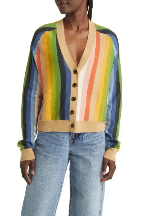 The Great The Varsity Stripe Wool Blend Cardigan size 0 US XS