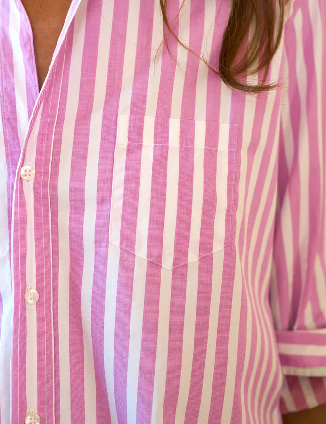 Frank and Eileen Silvio Striped Pink Button-Up Shirt size S