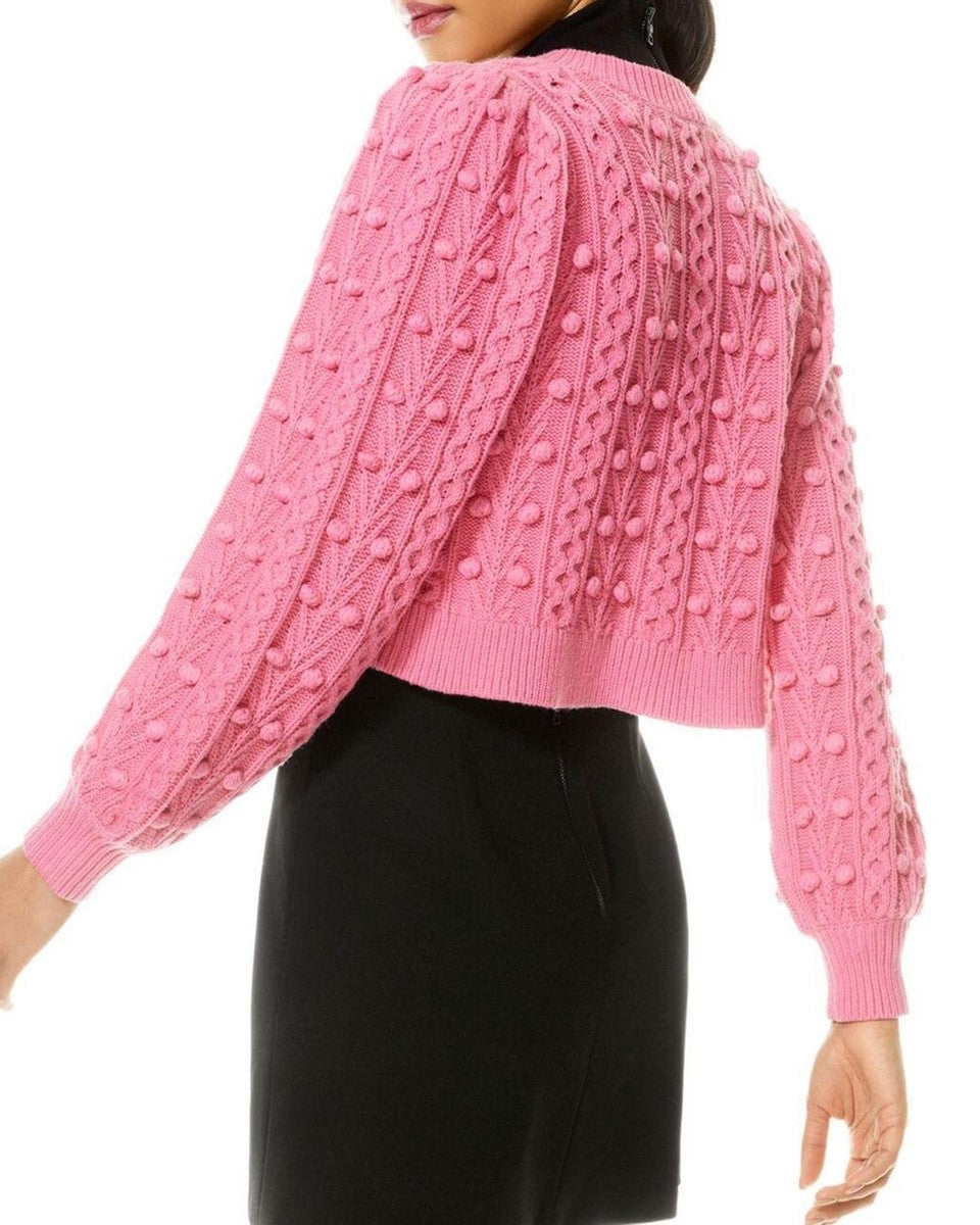 Alice + Olivia Pink Kitty Puff Sleeve Cardigan size XL