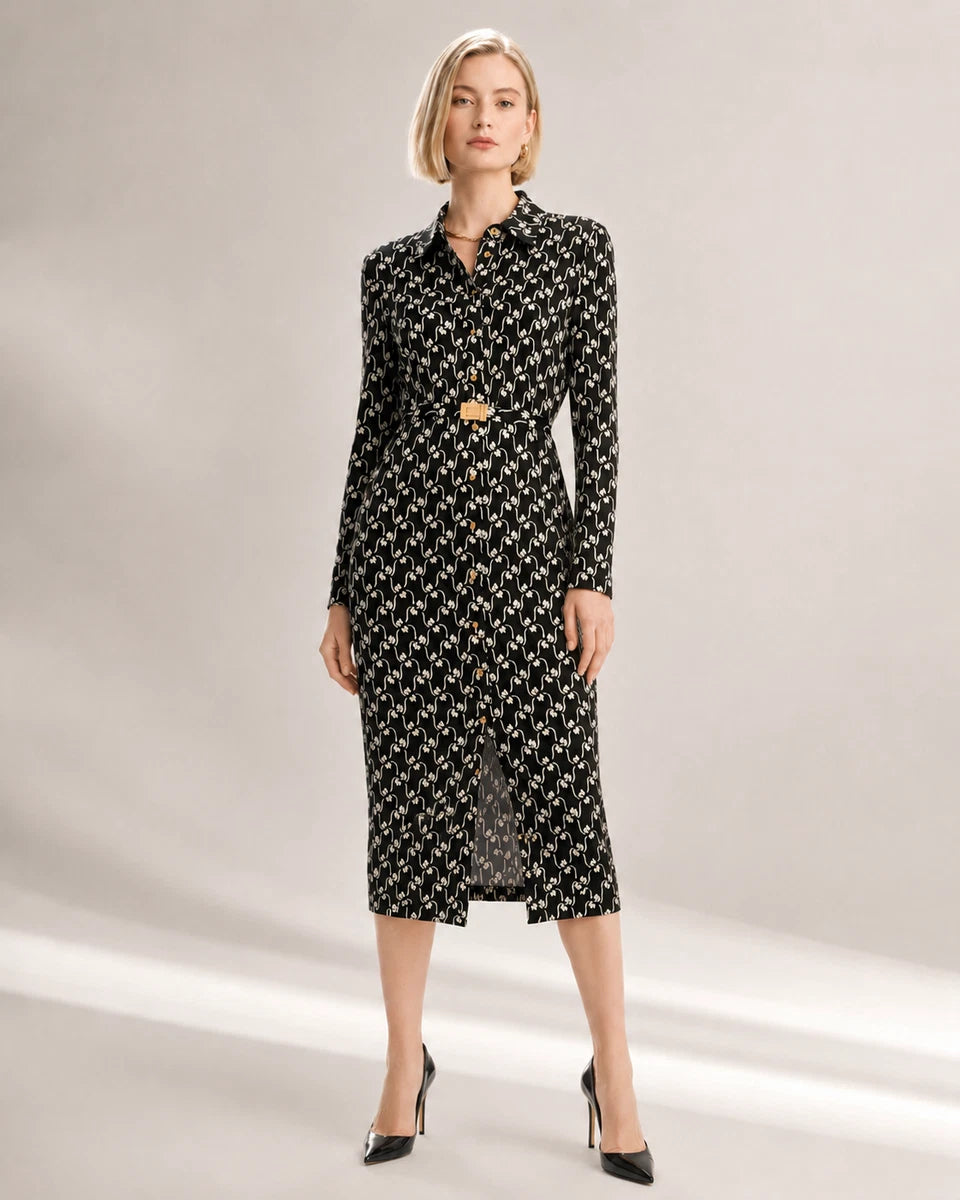 Tory Burch Printed Polo Silk Midi Dress size S