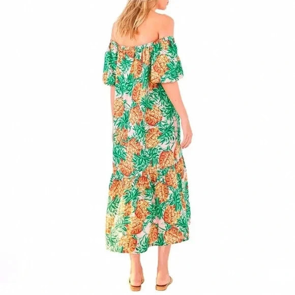 Farm Rio Pineapple Garden Linen Dress size XL