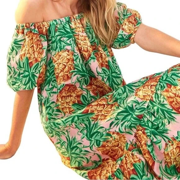 Farm Rio Pineapple Garden Linen Dress size XL
