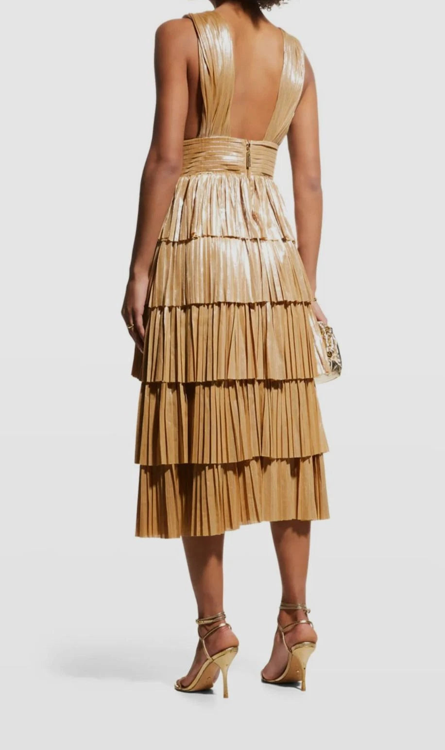 Bronx & Banco Florence Light Gold Midi Dress size M