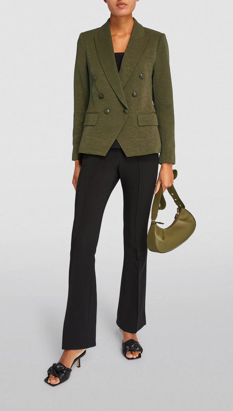 L'Agence Kenzie Double Breasted Faille Blazer in Forest Green size 2