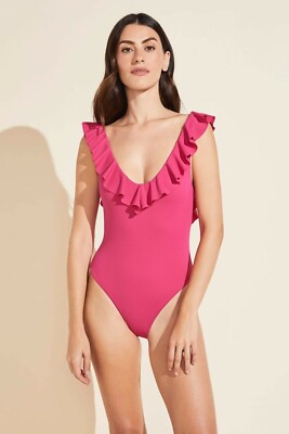 Eberjey Loreta Textured Pink One-Piece Swimsuit size S