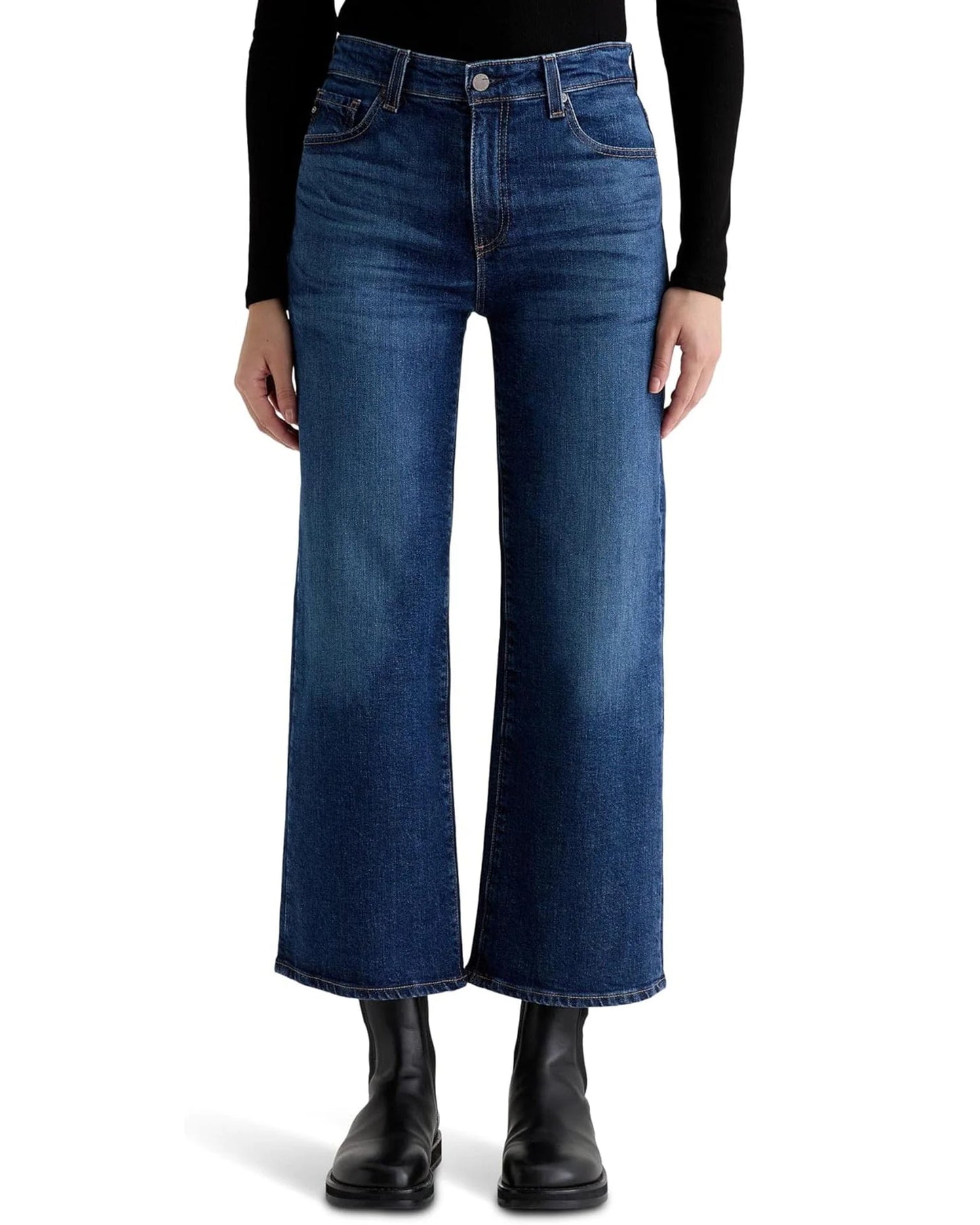 AG Saige Wide Leg Crop Jeans in Veiled Wash size 28