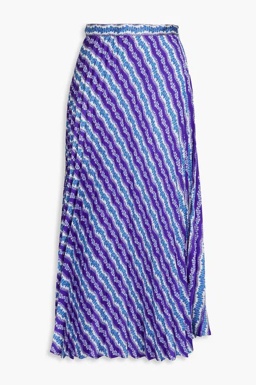 Sandro Peninsula Silk Top and Perona Stripe Pleated Skirt size 38 US 8