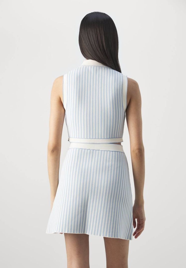 Sandro Aussy Stripe Crop Sleeveless Polo Top with Aussna Skirt size 3 / 38 US L
