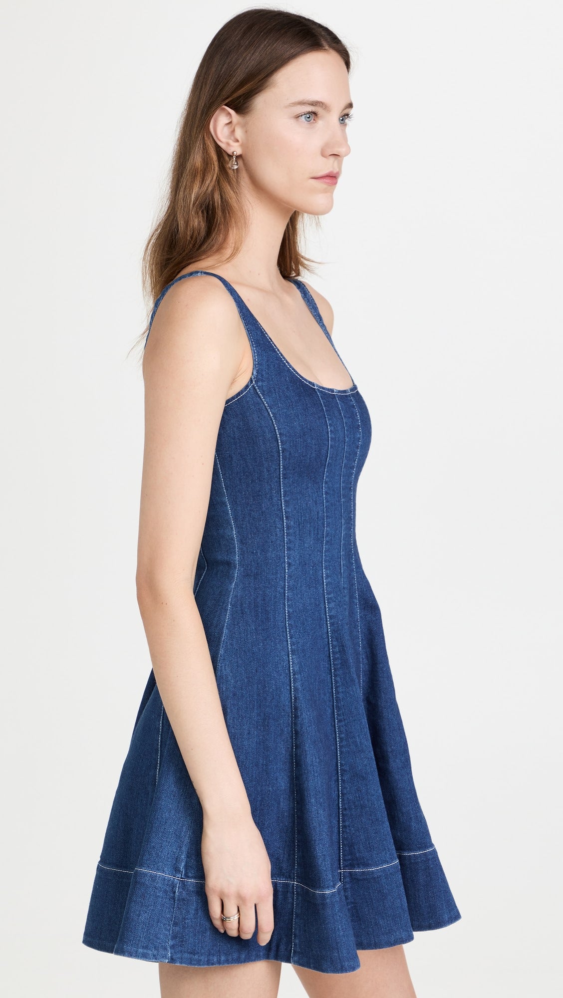 Staud Mini Wells Dress in Denim medium Wash size 14