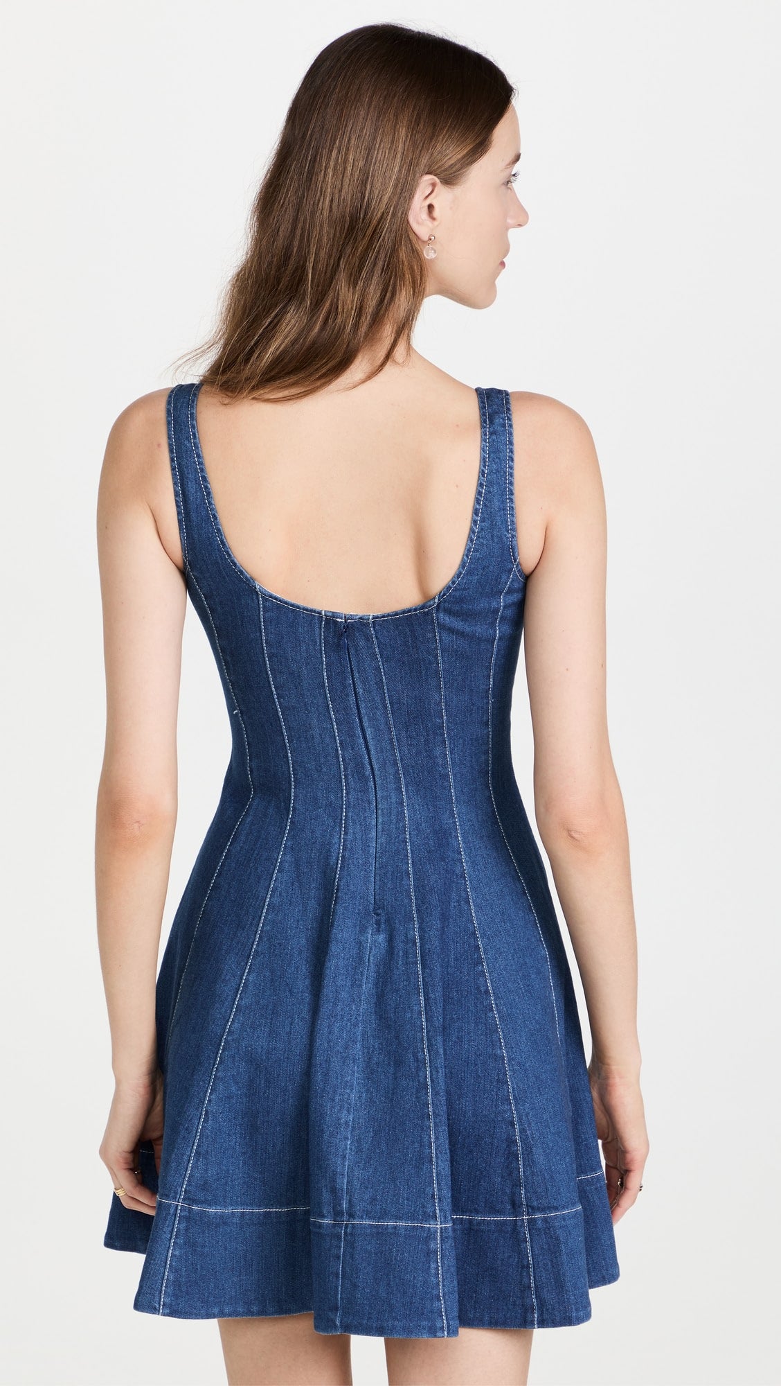 Staud Mini Wells Dress in Denim medium Wash size 14