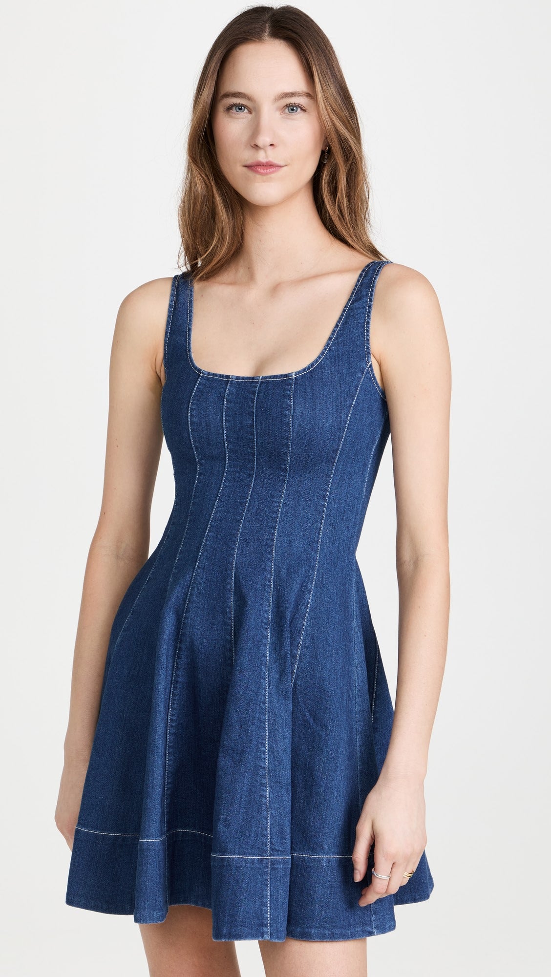 Staud Mini Wells Dress in Denim medium Wash size 14