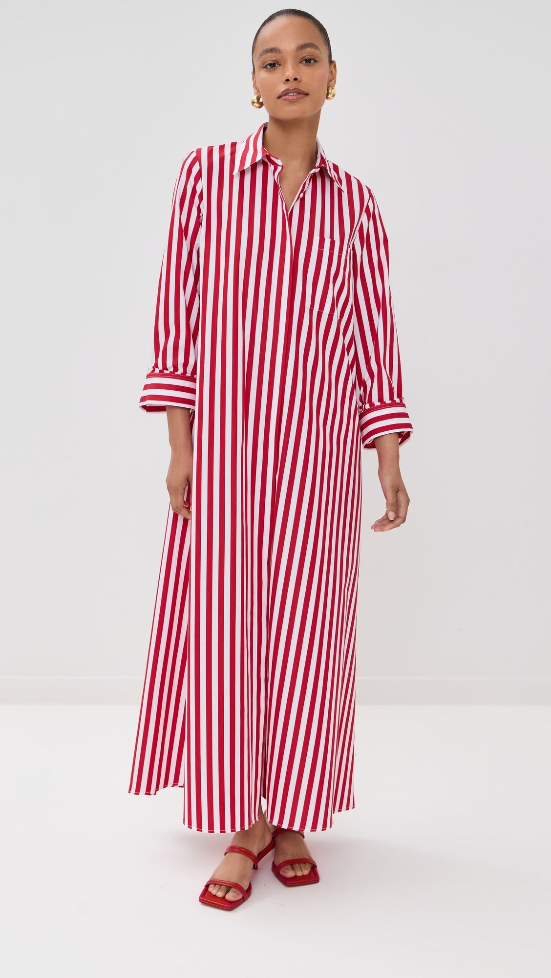 TWP Jennys Button Down Gown in Red Stripe size XS