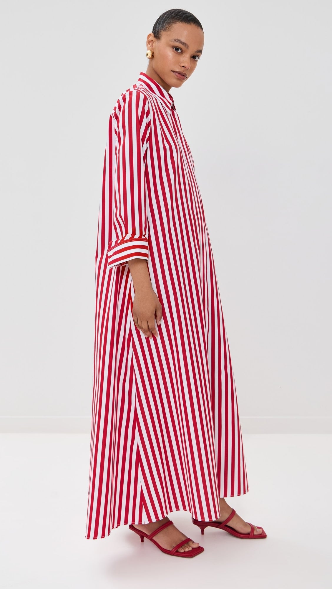 TWP Jennys Button Down Gown in Red Stripe size XS