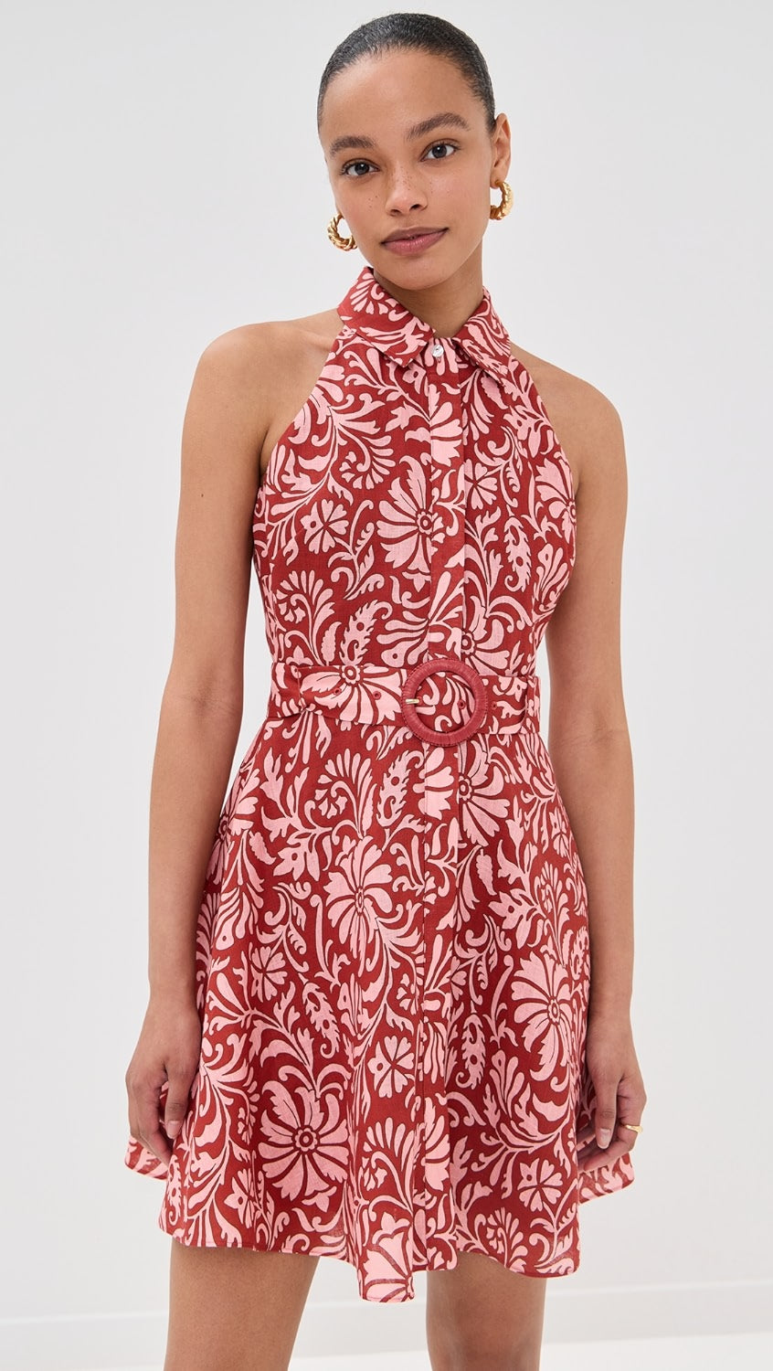Veronica Beard Beau Floral-Print Linen Mini Dress size 2