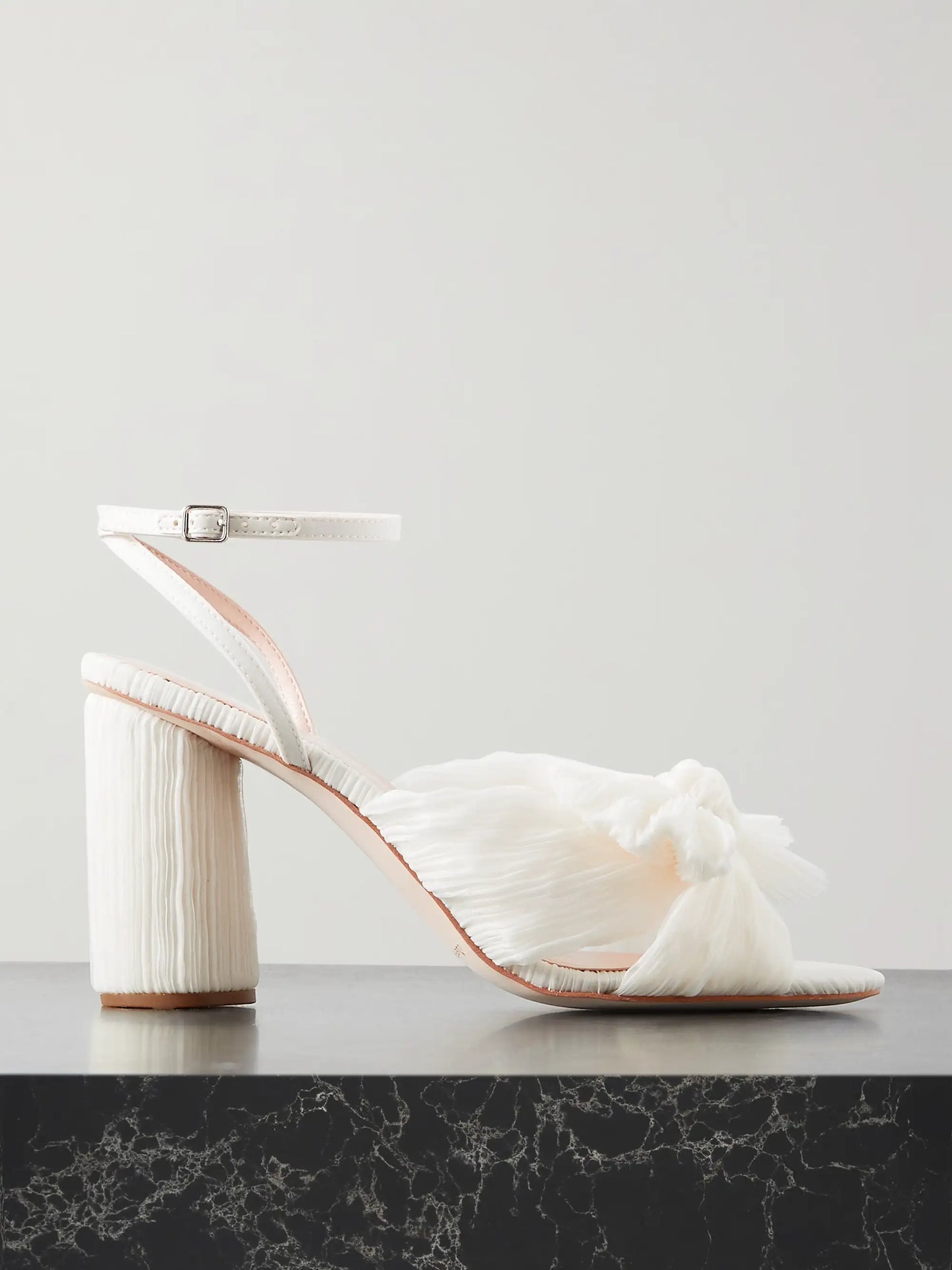 Loeffler Randall Camellia Bow-Embellished Plissé-Organza Sandals size 9.5