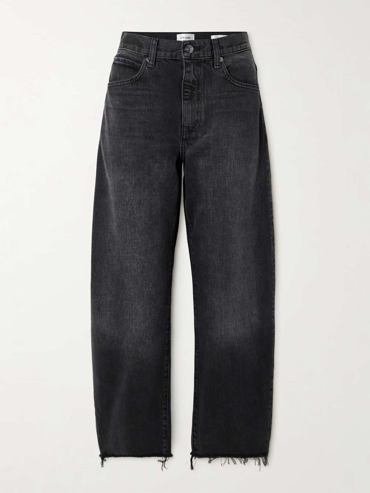 Frame The Bubble Cropped Frayed High Rise Barrel-Leg Jeans size 30