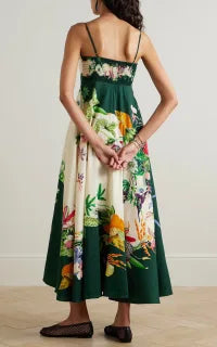 Alemais Aggie Floral Linen-Blend Midi Dress size 8