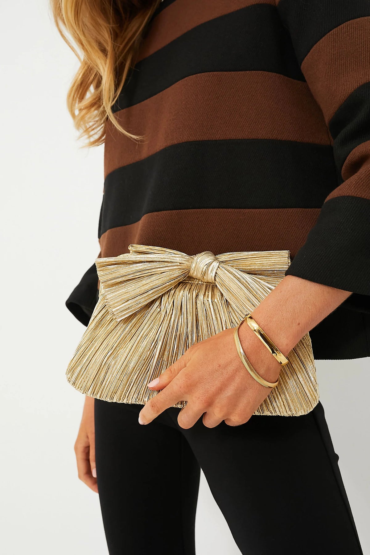 Loeffler Randall Rayne Champagne Bow Clutch Purse