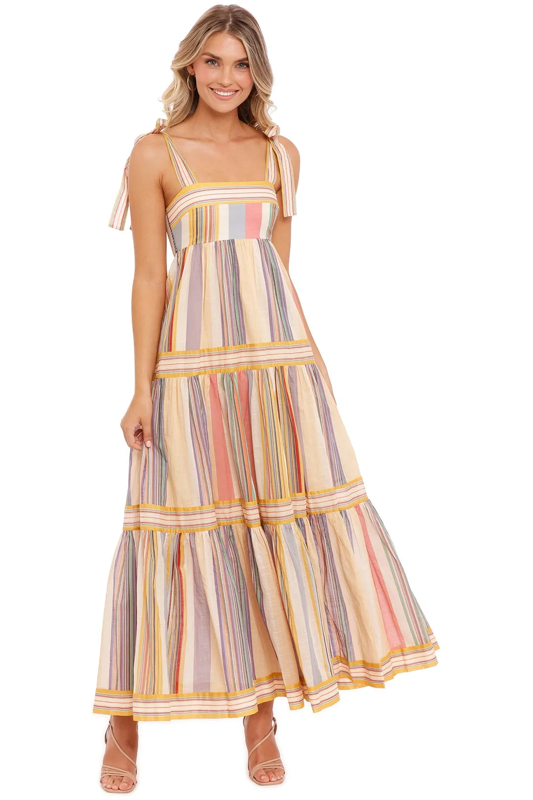 Zimmermann Mae Tie Shoulder Dress Multi Stripe size 0 US 4