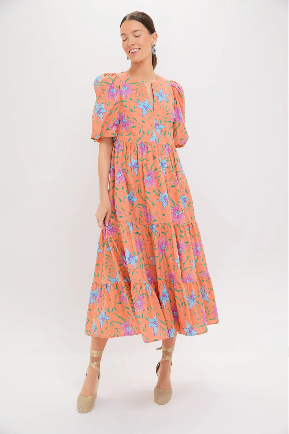 Hyacinth House Orange Multi Floral Cisco Maxi Dress size XS